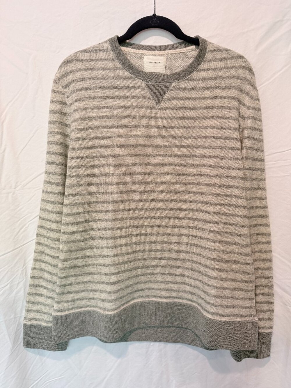 Men's Billy Reid Gray Striped Sweatshirt Large